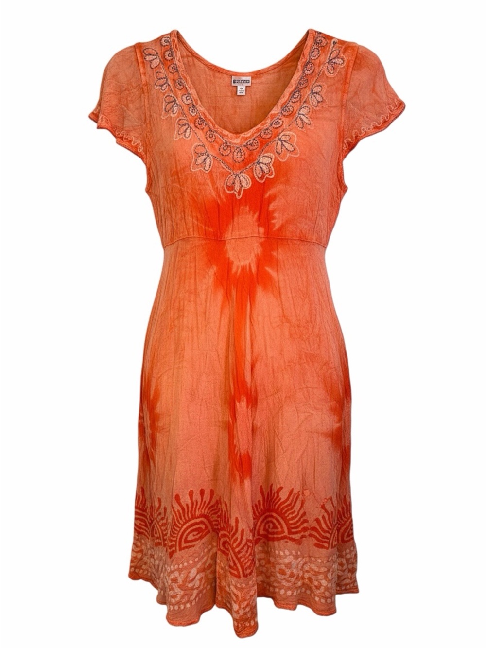 Shoreline Orange Embroidered Tank Dress